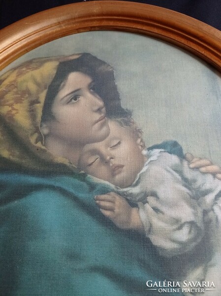 Virgin Mary with her baby repro image in a gilded wooden frame