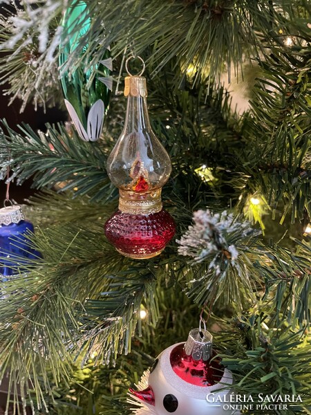 Karácsonyfadísz- üveg petróleumlámpa