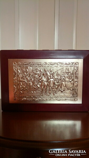 Decorative box with silver-plated metal insert