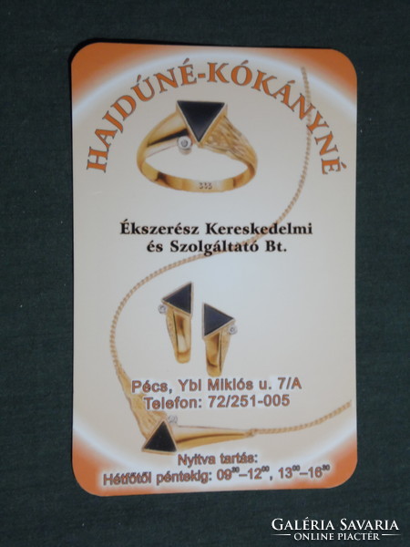 Kártyanaptár, Hajdúné Kókányné ékszerész üzlet, Pécs, gyűrű, nyaklánc, 2009,   (3)