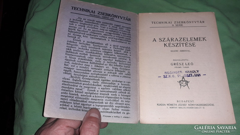 1921. Leo Grész, the making of dry elements book according to pictures, József Németh
