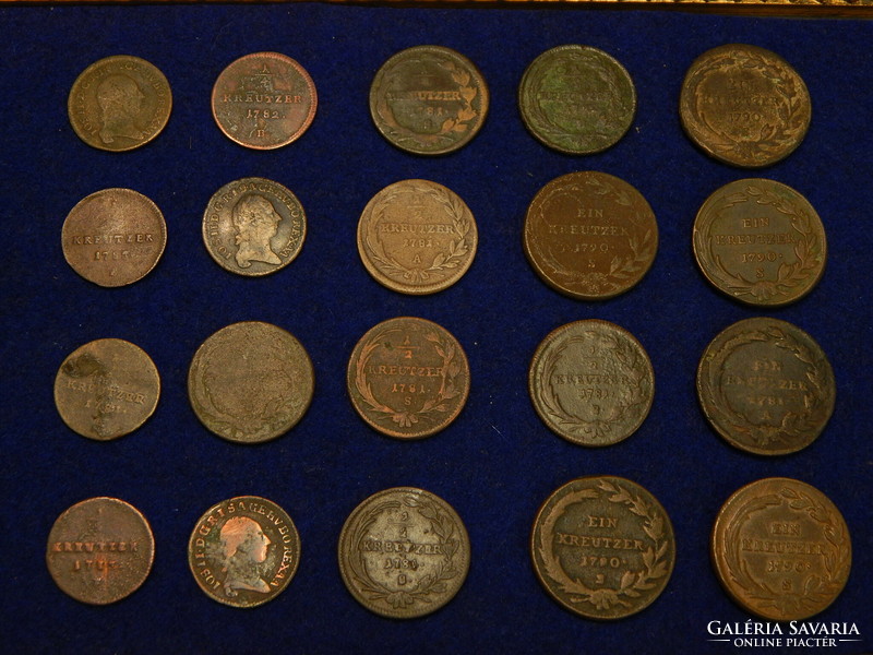 Collection of bronze coins (20 pieces) from the Baroque era, including rare pieces