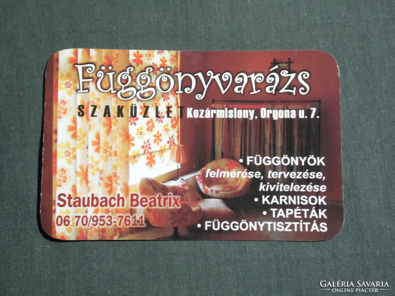 Kártyanaptár, Függönyvarázs függöny tapéta üzlet, Kozármisleny, 2009,   (3)