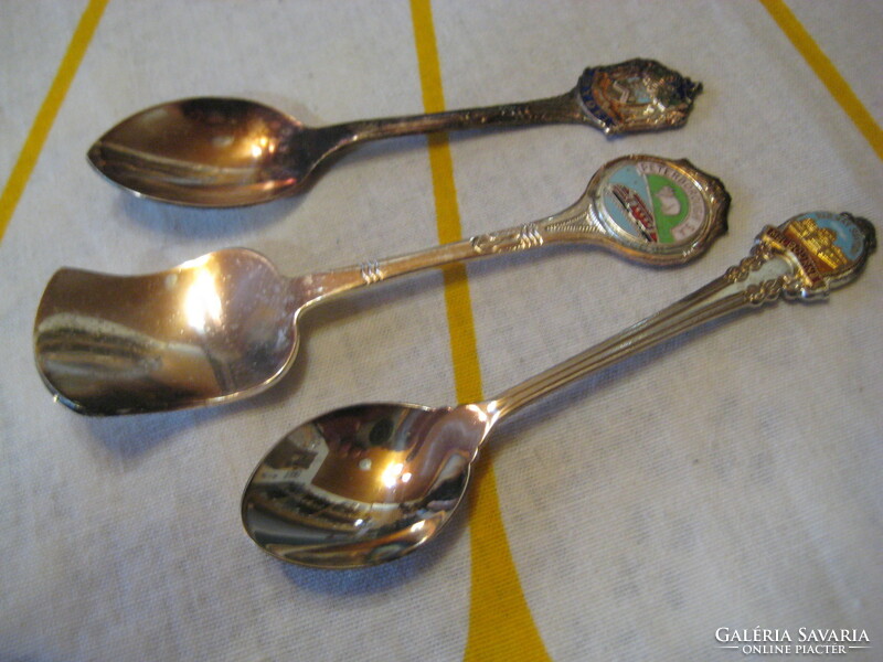 3 silver-plated commemorative spoons