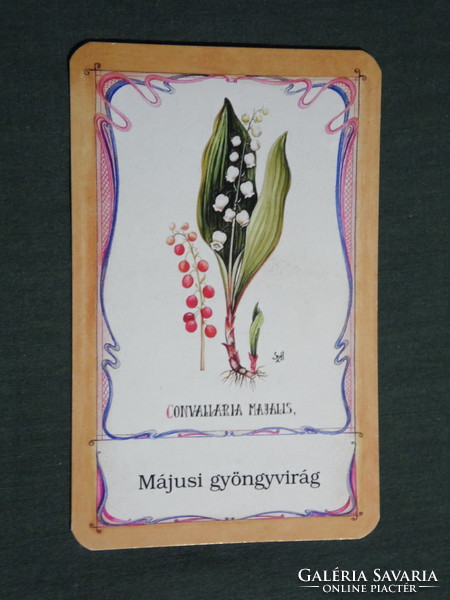 Card calendar, Mozsonyi pharmacy, Pécs, May lily of the valley, 2007, (3)