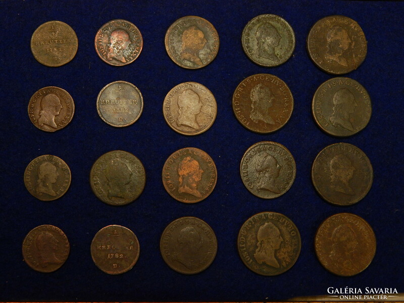 Bronz pénz kollekció (20db) a barokk korból egyben, benne ritka darabok is