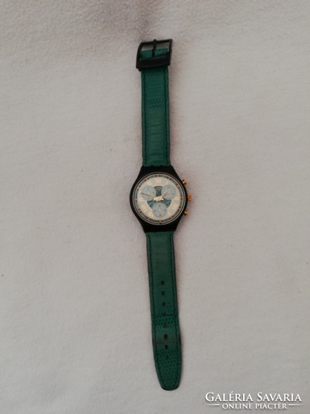 Swatch ag 1993 crono green gold watch