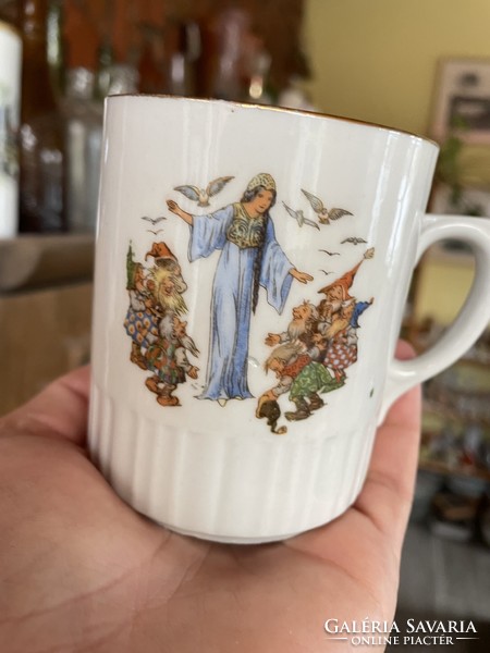 Zsolnay Snow White and the Seven Dwarfs figurine mug is a nostalgia memory reminiscent of the past