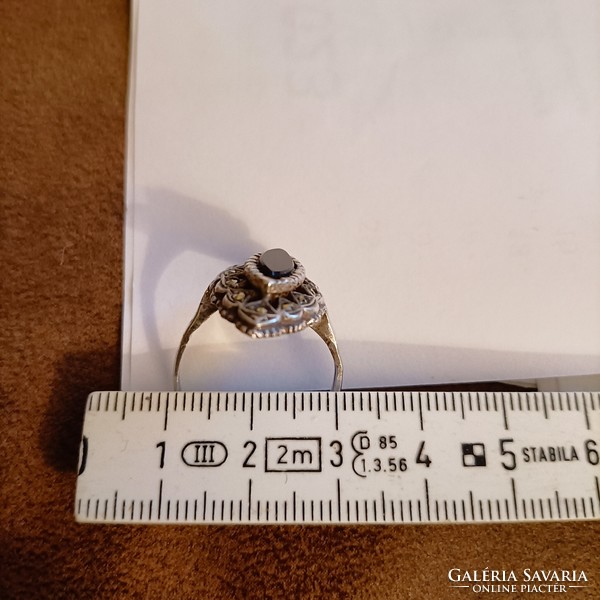 Antik ónix és markazitköves ezüst gyűrű