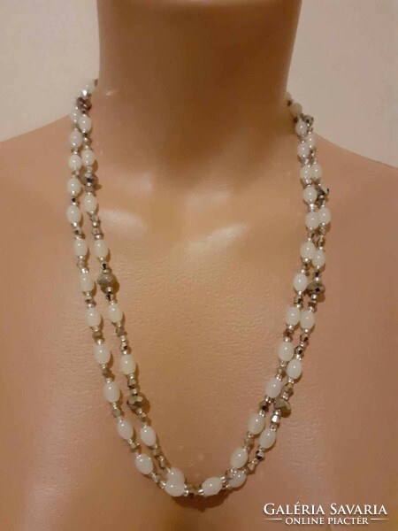 Necklace made of double-row glass beads