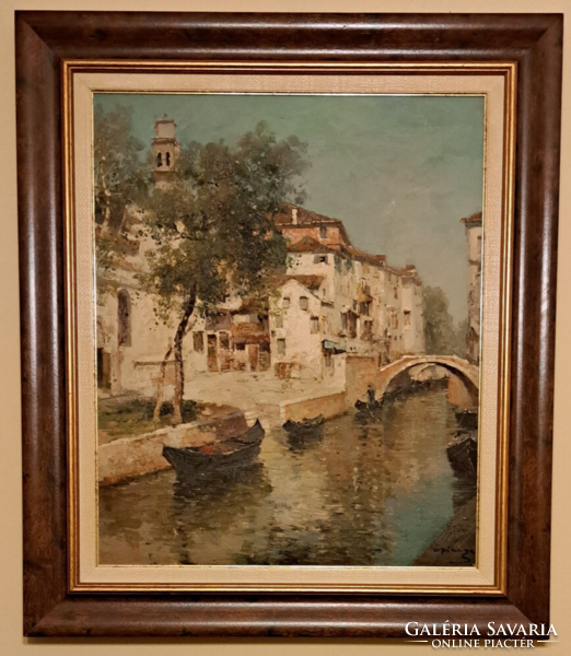 Zsolt Czinege (1964-): Venice. Canvas, with frame, 80 x 70 cm.