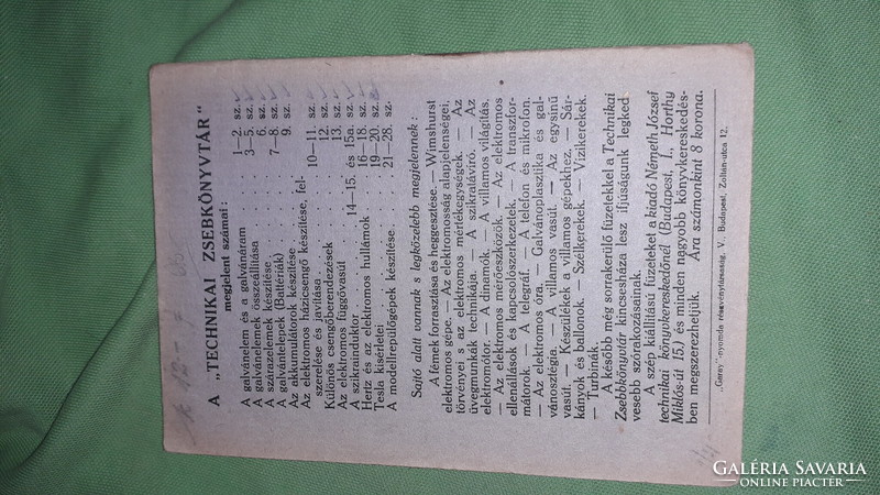 1921.Grész Leó A szárazelemek készítése könyv képek szerint Németh József