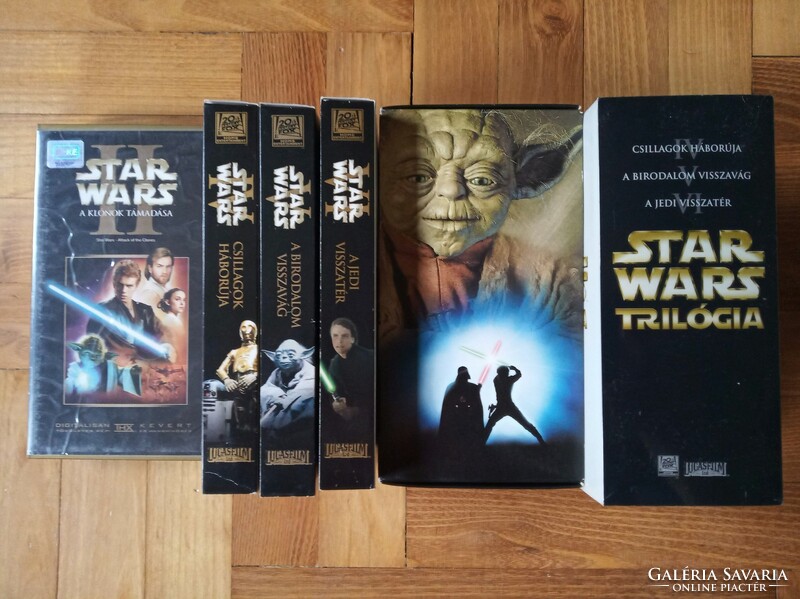 4 Star Wars rész egyben (2. rész+a trilógia) (II,IV, V, VI) VHS videokazettán gyűjtőnek eladó