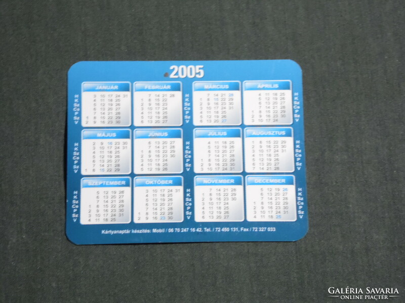 Card calendar, smaller size, brill fitness box, Pécs, 2008, (3)