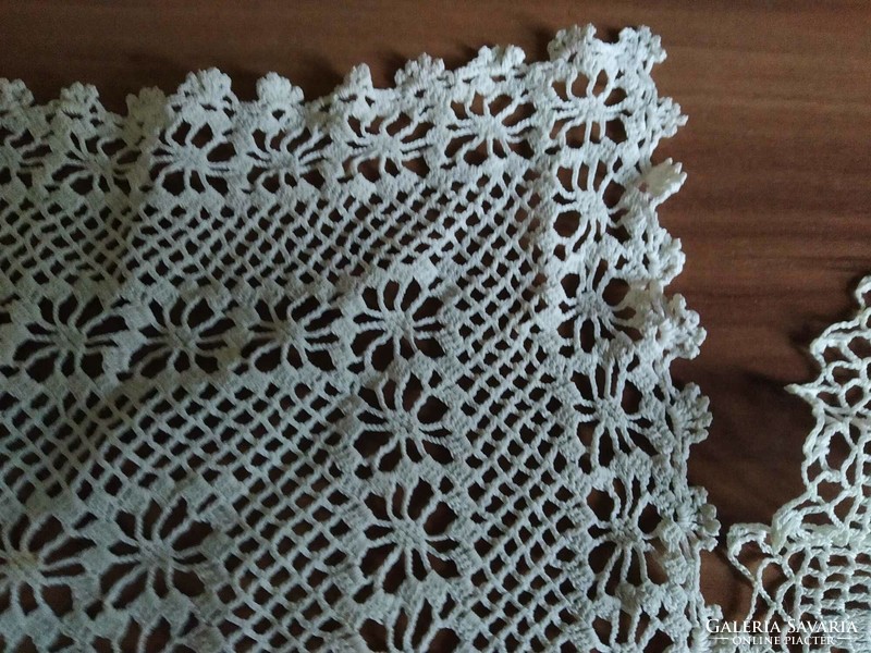 2 old very beautiful crocheted lace tablecloths in one