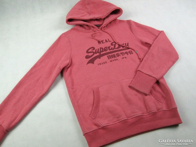 Original superdry (s / m) long sleeve women's coral hooded sweatshirt