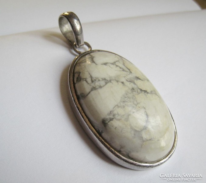 Large silver pendant with howlite