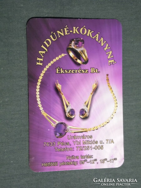 Kártyanaptár, Hajdúné Kókányné ékszerész üzlet, Pécs, gyűrű, nyaklánc, 2012,   (3)