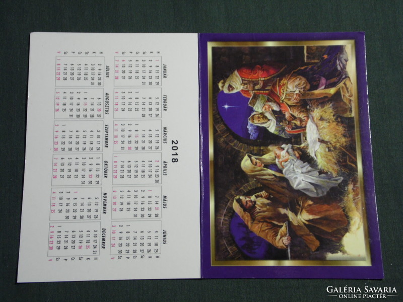 Card calendar, Korda book publishing house Kecskemét, religion, graphic artist, little Jesus, 2018, (3)