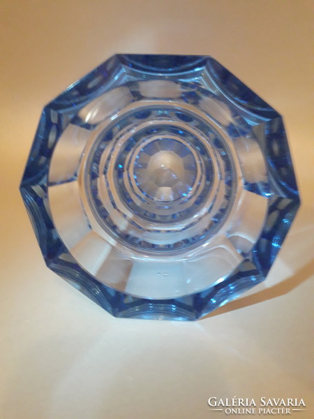 Moser Josef Hoffmann art deco kék üveg váza