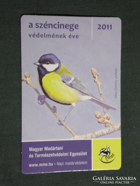 Kártyanaptár, Madártani természetvédelmi egyesület, madár, széncinege, 2011,   (3)