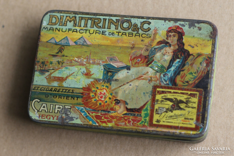 Dimitrino antique tobacco cigarette metal metal box tin box box