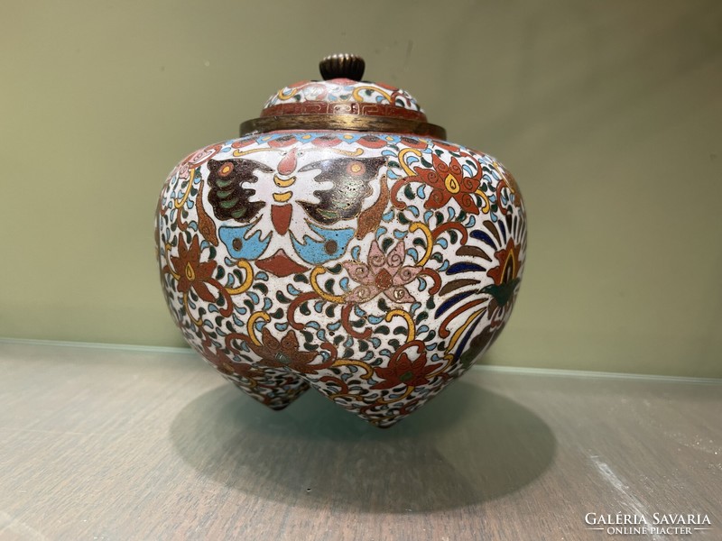 Rare Chinese split enamel cloisonne vase