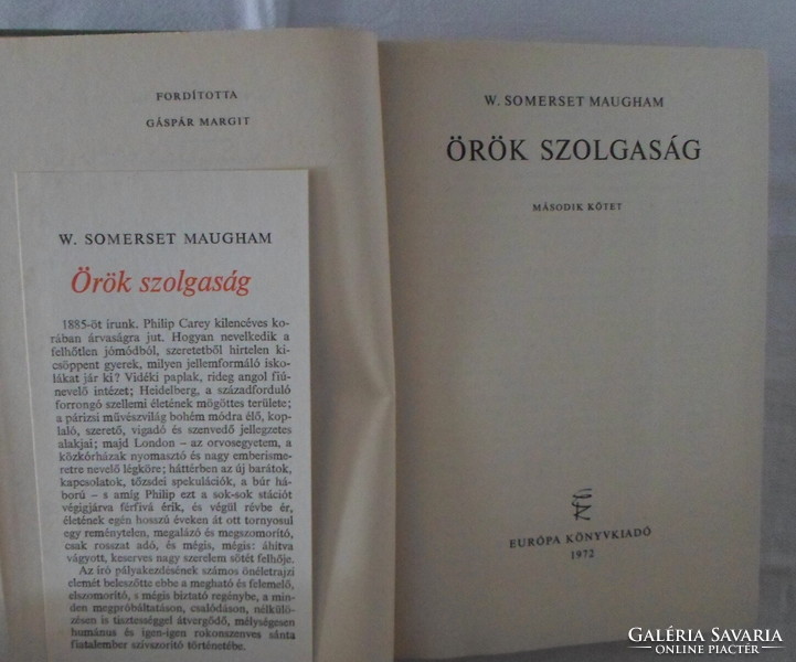 A Világirodalom Remekei – W. Somerset Maugham: Örök szolgaság I-II. (Európa, 1972)