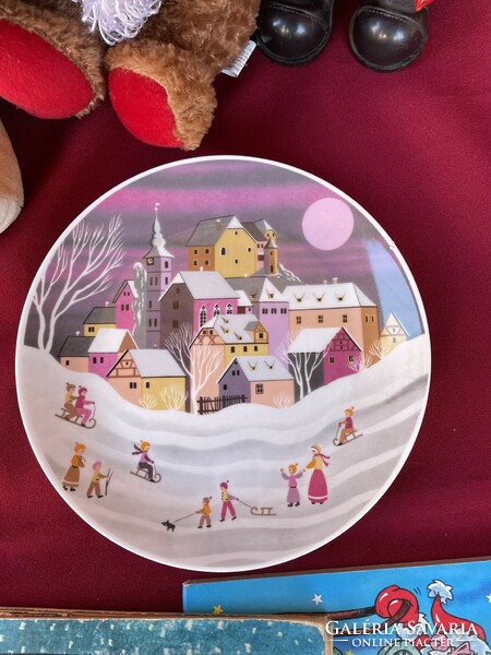 Gyönyörű téli tájas jelenetes falitányér tányér Karácsonyi ünnepi ünnep  Karácsony