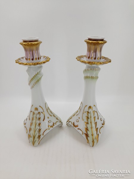 Pair of baroque candle holders from Hollóháza, 20 cm