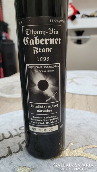 Cabarnet franc 1998. Quality dry red wine. Produced for the total solar eclipse in 1998. Serial numbered