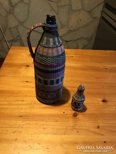 Retro colorful woven glass bottles