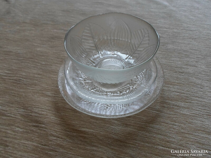 Retro üveg készlet: tál, tányér