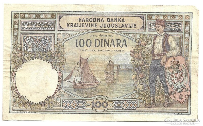 Jugoszlávia, 100 Dinár, 1929 "R"