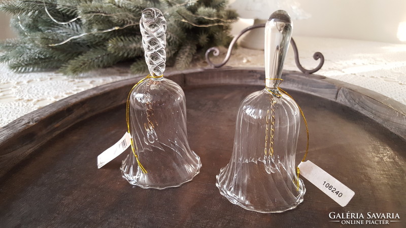 3 Small glass Christmas bells