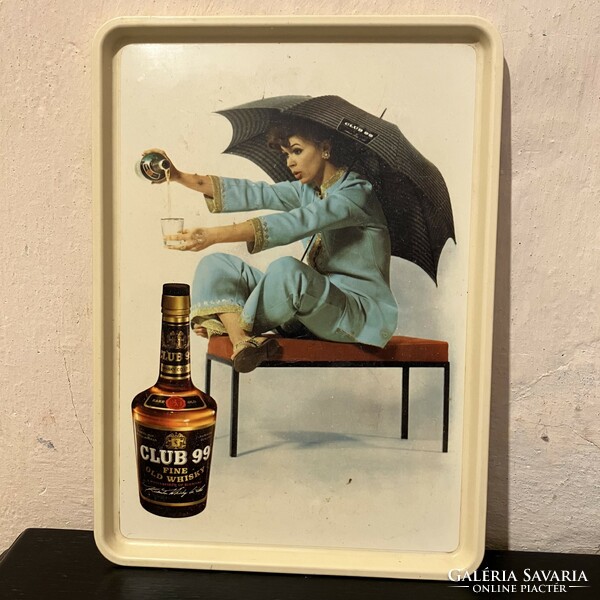 Club 99 scotch whiskey decorated plastic tray - advertising tray