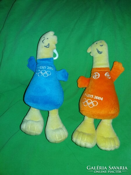 Retro 2004 ATHÉN Olimpiai logó figurapár egyben a fiú és a lány plüss 23 cm / db képek szerint