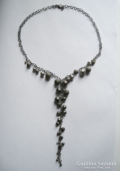 Casual silver necklaces with long hanging silver balls