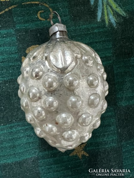 Antique glass Christmas tree ornament silver fruit