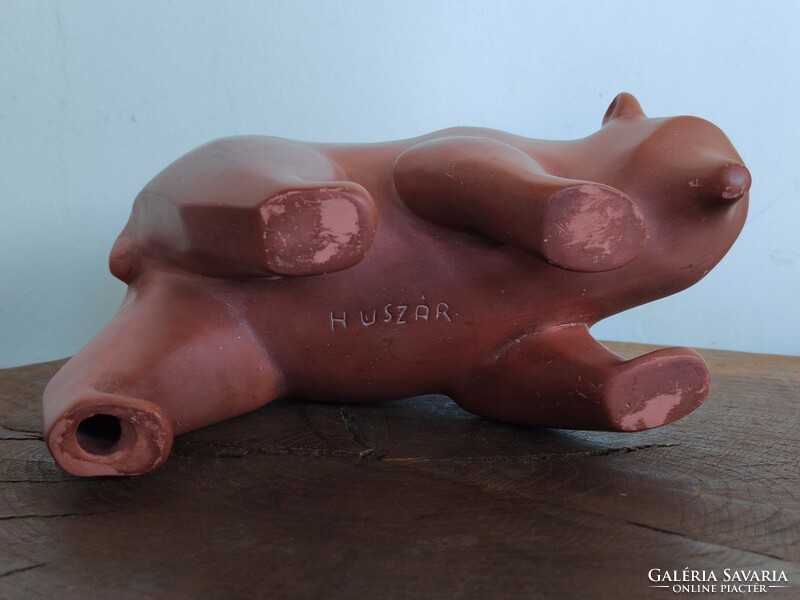 Imre Huszár art deco ceramic terracotta bear statue figurine small sculpture