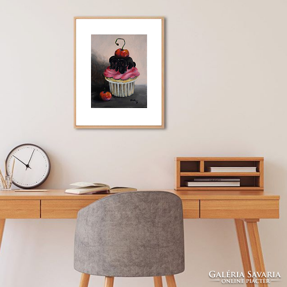 Cupcake - Akrilfestmény - 24 x 18 cm