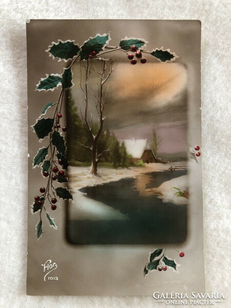 Antique, old Christmas card -7.