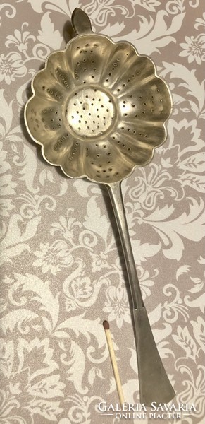 Large silver-plated tea strainer