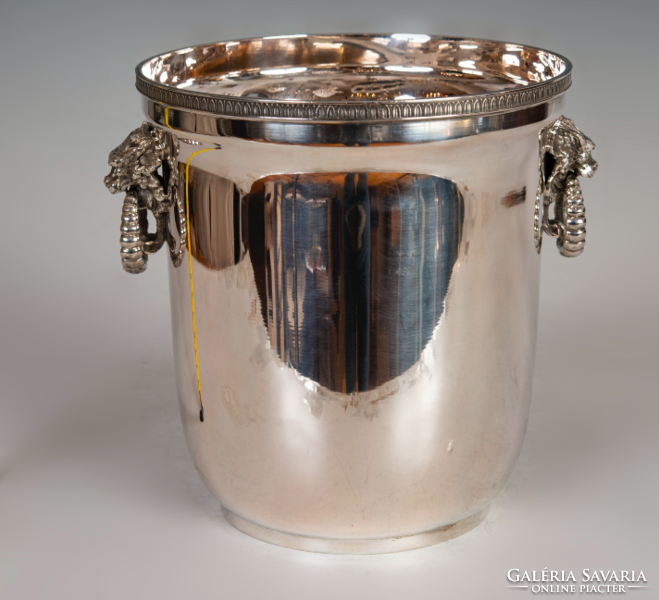 Silver champagne bucket with plastic lion heads
