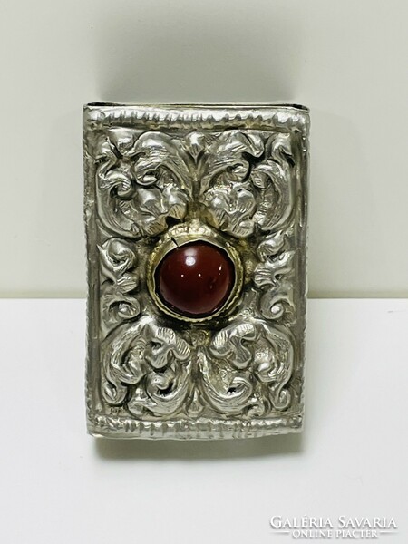 Antique silver-plated match holder
