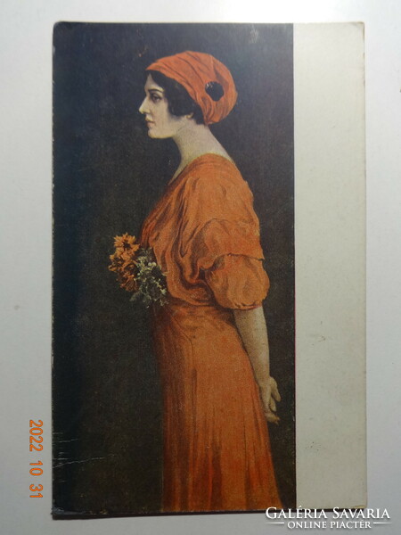 Régi postatiszta festmény képeslap -  Englerth: Piroska