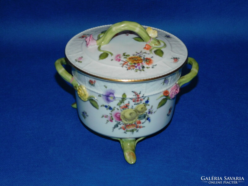 Herend bouquet de herend richly painted biscuit holder