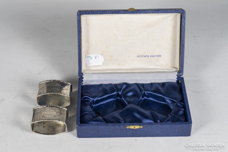 Silver double napkin ring in gift box