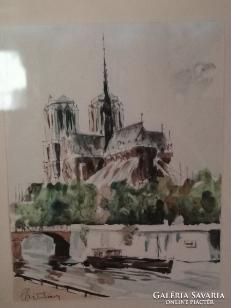 Paris notre dame watercolor