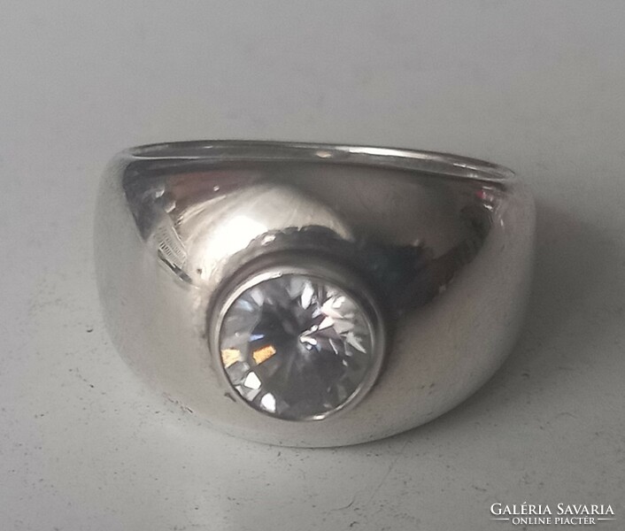 Women's small silver ring with stones (15.5mm)